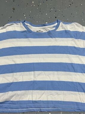 Hollister  Blue and White Striped Crewneck crop top